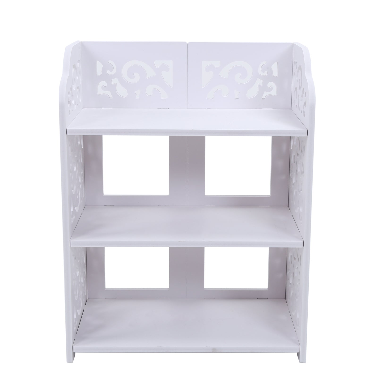 3-Tier White Hollow Shoe Rack (60cm)
