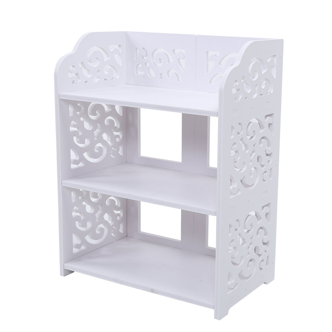 3-Tier White Hollow Shoe Rack (60cm)