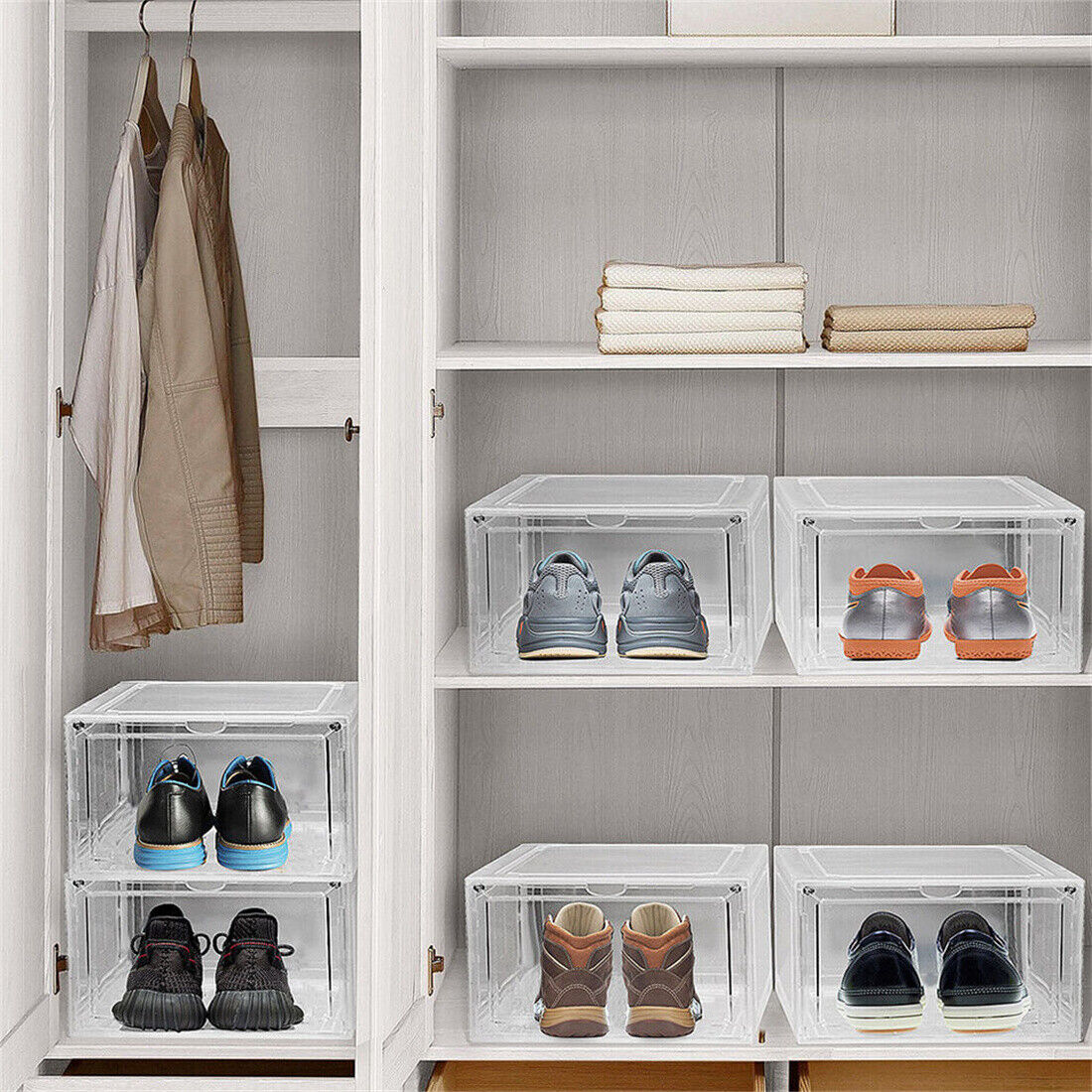 6-Pack Clear Shoe Storage Boxes