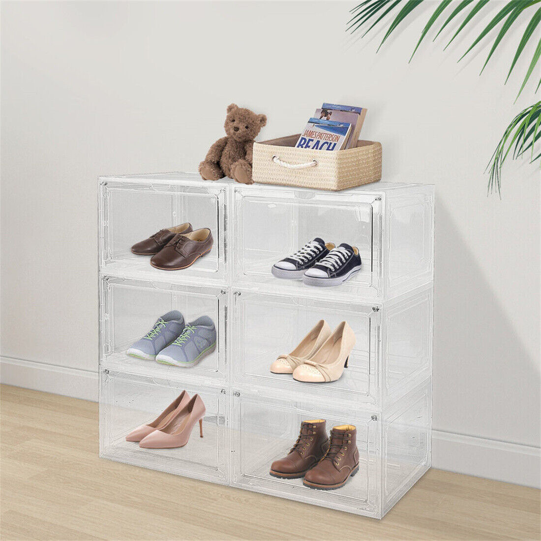 6-Pack Clear Shoe Storage Boxes