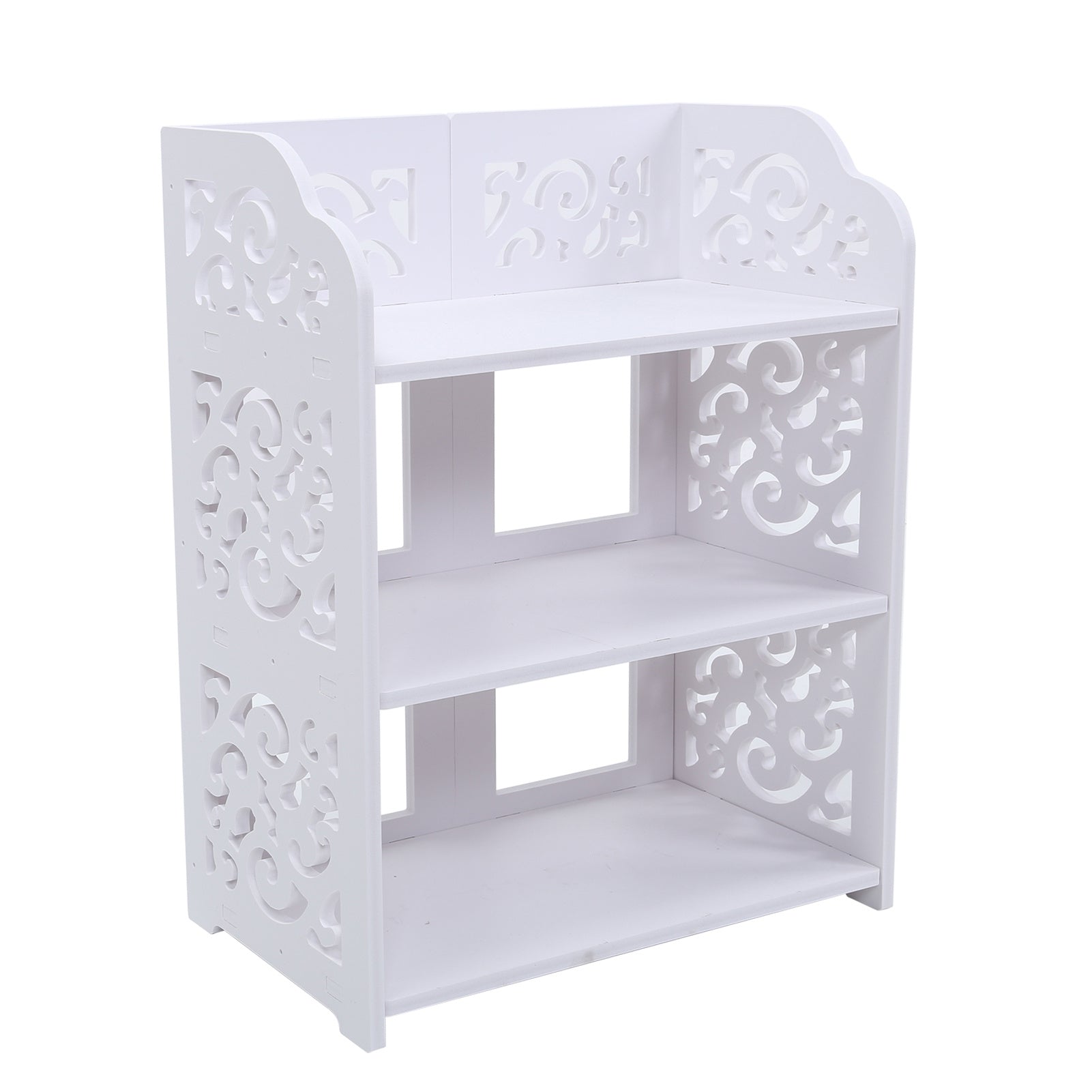 3-Tier White Hollow Shoe Rack (60cm)