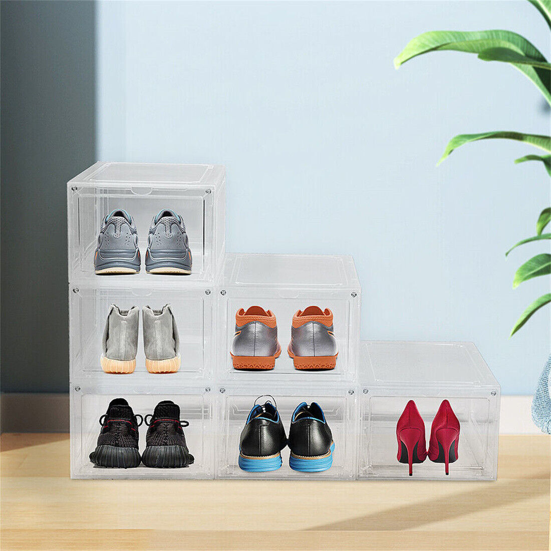 6-Pack Clear Shoe Storage Boxes