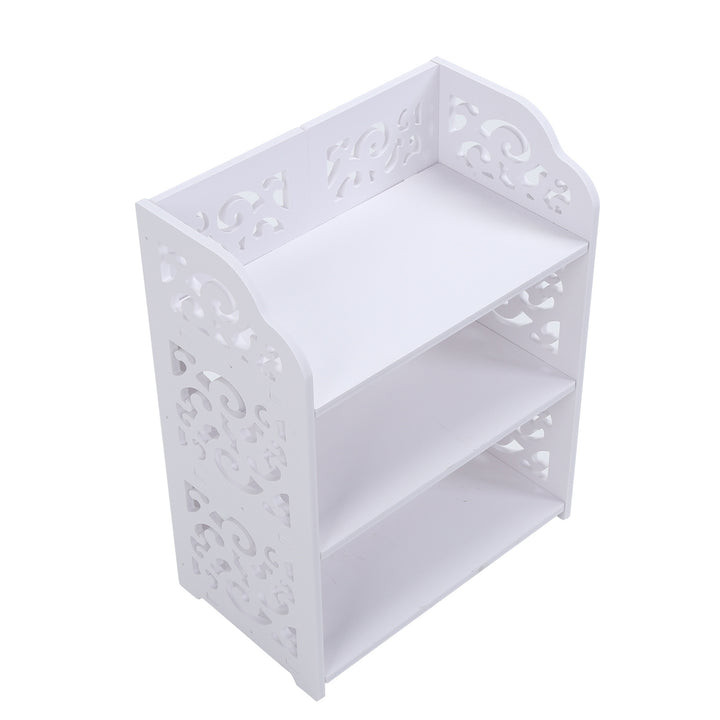 3-Tier White Hollow Shoe Rack (60cm)