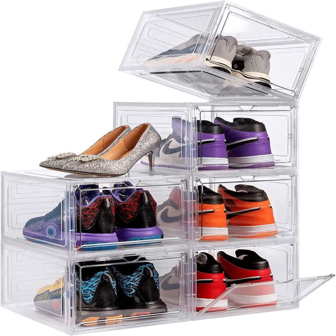 6-Pack Clear Shoe Storage Boxes