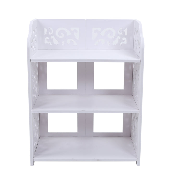 3-Tier White Hollow Shoe Rack (60cm)